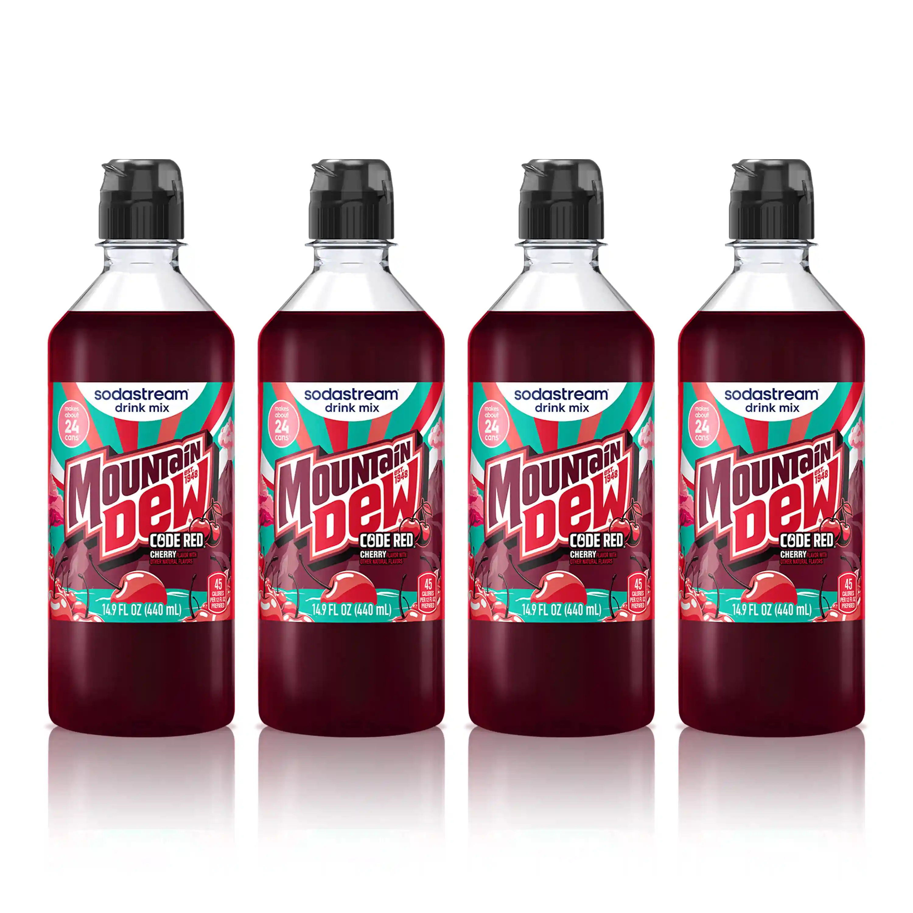 Sodastream MTN DEW Code Red Cherry Drink Mix 4 Pack 440ml